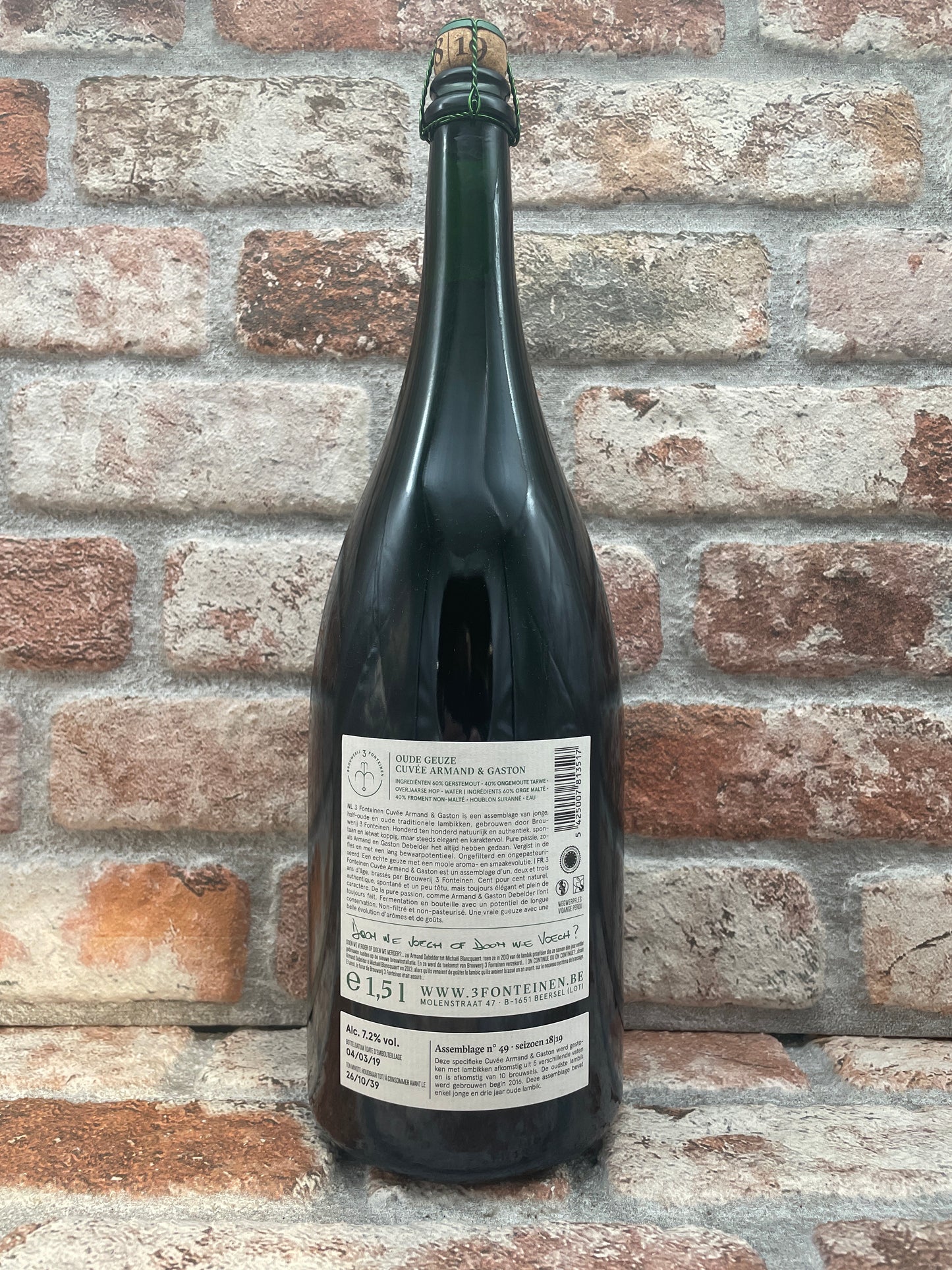 3 Fonteinen Cuvée Armand & Gaston (Season 18/19) Blend No. 49 Lambic/Geuze - 1.5 L