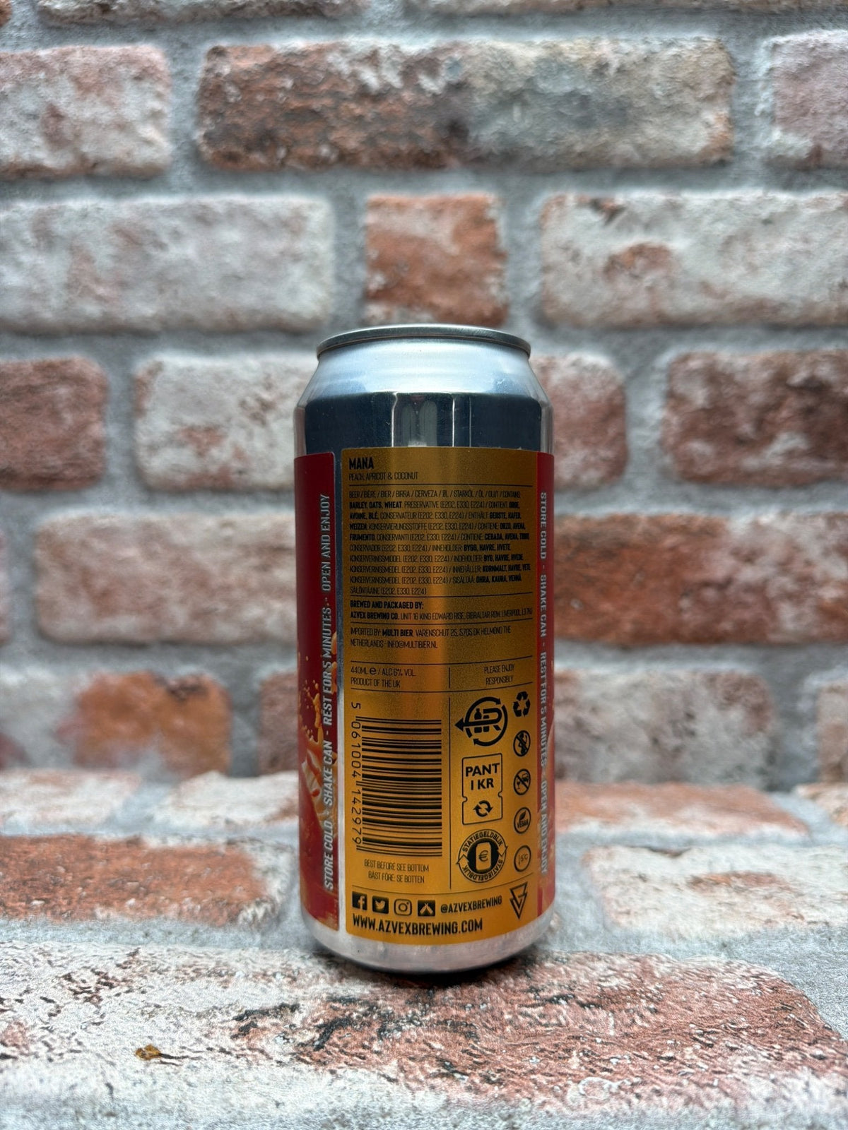Azvex Brewing Company MANA - Peach, Apricot & Coconut — achterkant