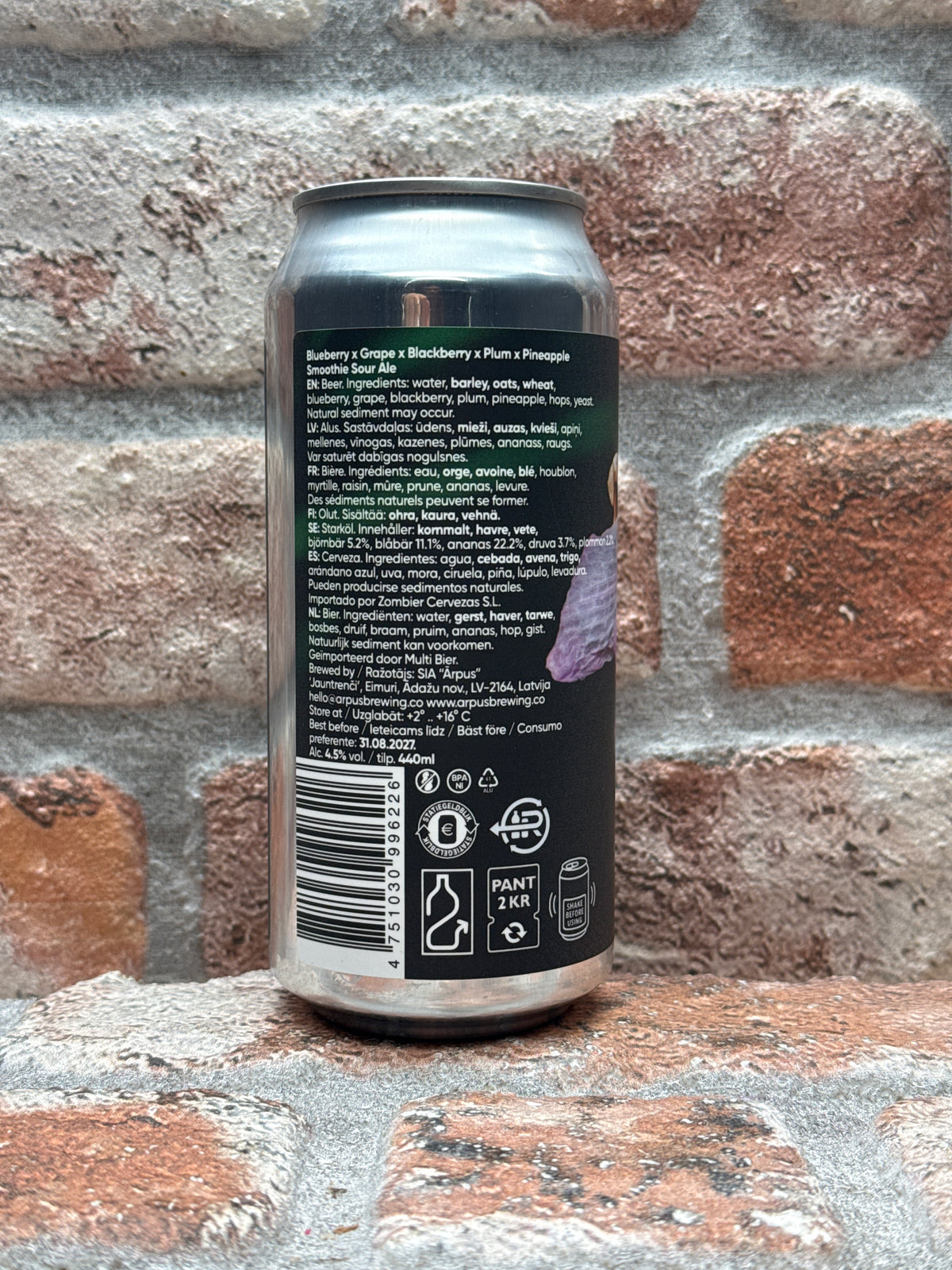 Ārpus Brewing Co. Blueberry X Grape X Blackberry X Plum X Pineapple Smoothie Sour Ale - 44 CL