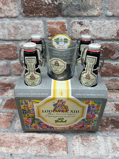 Grolsch Jubilee Beer Set 6 x 4 bottles plus 6 glasses in honor of 100 years of swing-top bottles 1997 - 44 CL